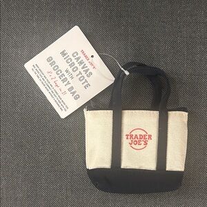Trader Joe's Canvas Micro Tote Bag - Navy and Cream NWT